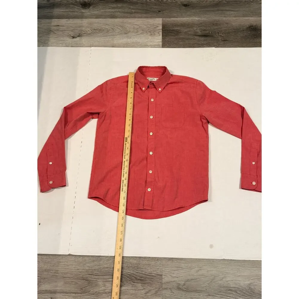 Abercrombie Kids Button Down Shirt Youth 13/14 Red Long Sleeve Cotton Casual